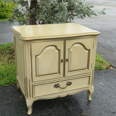 French Painted Nightstand Side End Table with Gold Highlights by Century 1568
