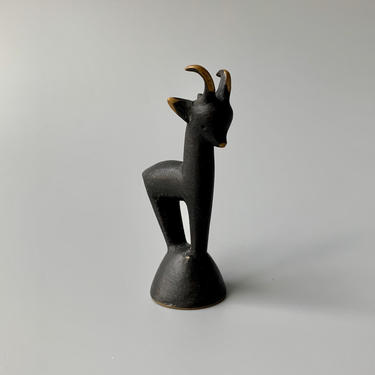 Walter Bosse Herta Baller Miniature Brass Goat Figurine Black Gold Line 