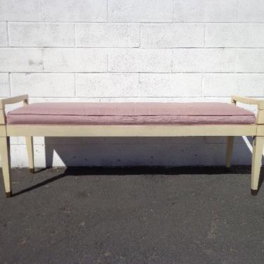 Bench Bed Vintage Vanity Wood Seating Pink Hollywood Glam Regency French Provincial Seating Bedroom Upholstered Boudoir Chair Chic Dining 