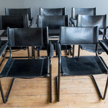 mart stam black leather cantilevered chairs