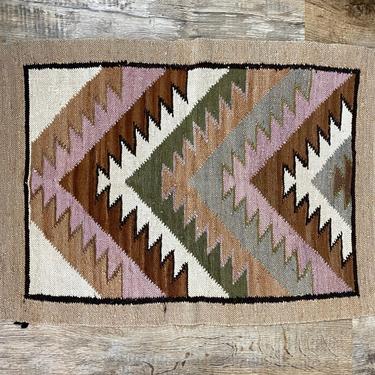 Beautiful Vintage Hand Woven Wool Prayer Rug Possible Navajo Made 
