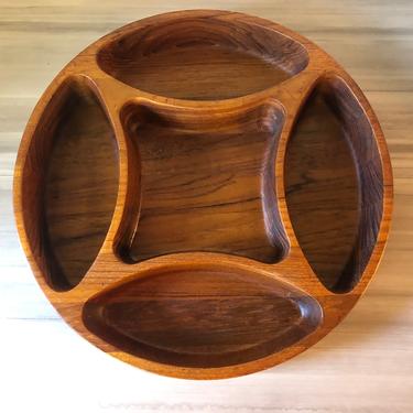 Vintage Dansk teak wood divided bowl Hors d'Oeuvres Divided Tray by Jens Quistgaard 