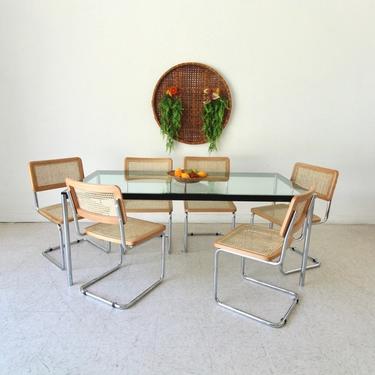 Chrome and Glass Rectangle Dining Table 