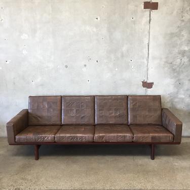 Mid Century Hans Wegner GE-236/4 Original Leather &amp;Rosewood Sofa