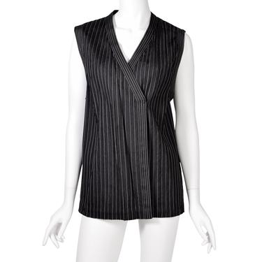 Fendi Vintage Steely Black Ribbed Stitched Silk Cord Trimmings Wrap Vest