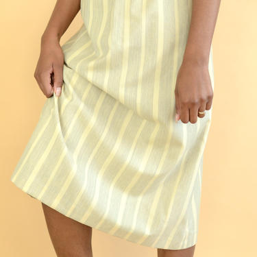 Vintage Union Made Wool Ivory &amp; Grey Striped A-Line Skirt 