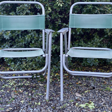 Set of 2 Vintage Folding Aluminum Camp Chairs 