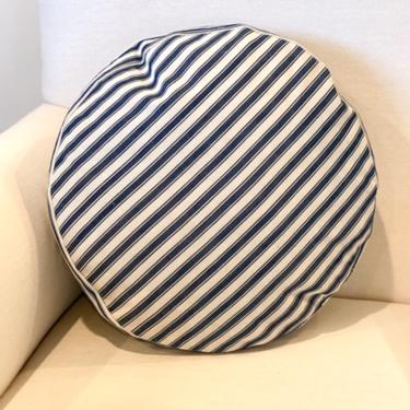 blue ticking stripe pillow
