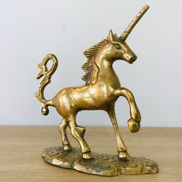 Vintage Mid Century Modern Brass Unicorn Sculpture 