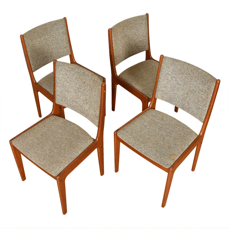 Set of 4 Danish Modern Teak Upholstered Dining Chairs
