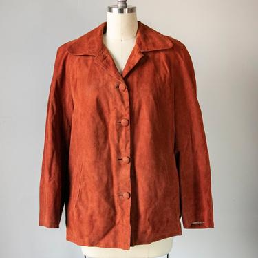 1960s Suede Jacket Rusty Brown Leather M 