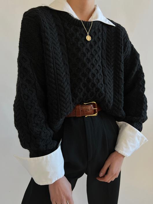 Vintage Onyx Merino Wool Chunky Sweater