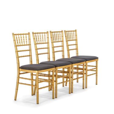 Set of 4 Bamboo Hollywood Regency Dining Chairs Powder Coated in Gold 