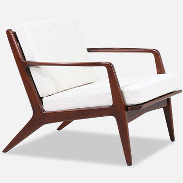 Ib Kofod-Larsen Sculptural Walnut Lounge Chair for Selig 