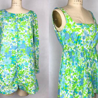 Vintage 1960s Two Piece Dress Set by Cole of California, Vintage 1960s Lingerie, Vintage Nightgown, Mod, Psychedelic, Size Small by Mo