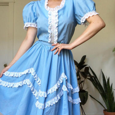 Vintage 1950s style puff sleeve rockabilly swing pinup western dress 