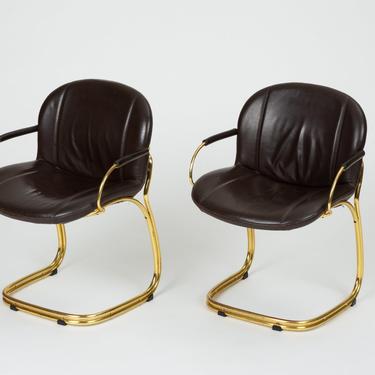 Pair of Cantilevered Arm Chairs by Gastone Rinaldi for Rima