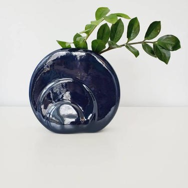 Vintage Deco Style Navy Blue Art Vase 
