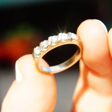 Vintage 14K White Gold 5-Diamond Ring, Signed BZ 14K, Brilliant Cut Diamonds, .625 TCW, Diamond Anniversary Ring, Size 7 1/2 US 