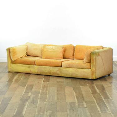 Vintage Bright Orange Velour Sofa 