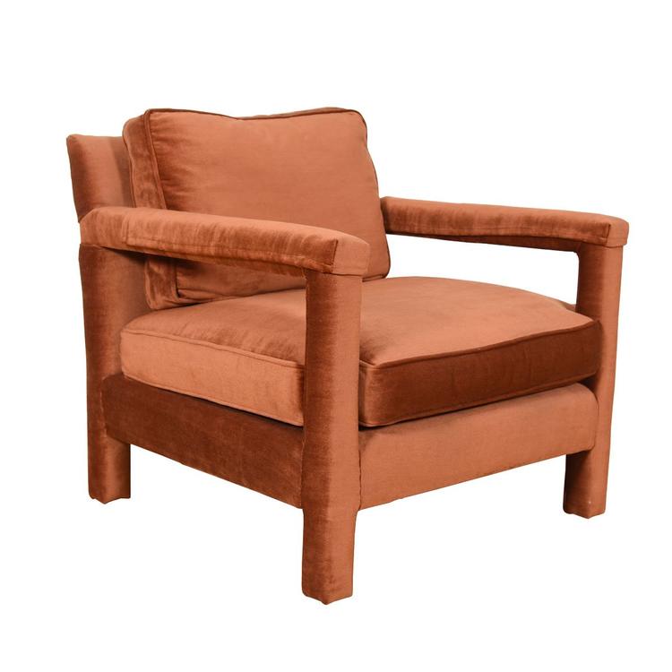 Copper Suede Upholstered Milo Baughman Club Chair