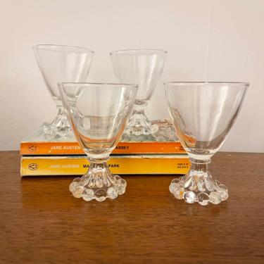 Set of 4- Vintage Anchor Hocking Berwick Boopie Clear Liquor Cordial Cocktail Glasses; MCM Barware 