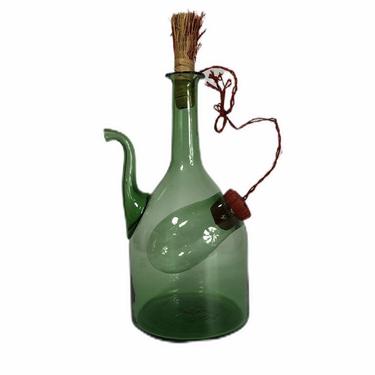 Vintage Green Glass Wine Decanter with Ice Chamber 