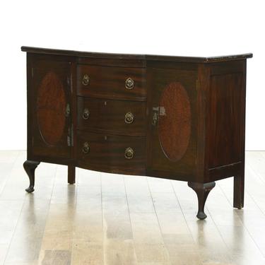 Antique Queen Anne Style Sideboard Buffet Cabinet