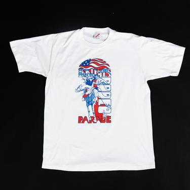 80s 90s Ennis Rodeo &amp; Parade T Shirt - Medium to Large | Vintage Red White Blue Cowboy Graphic Tourist Tee 