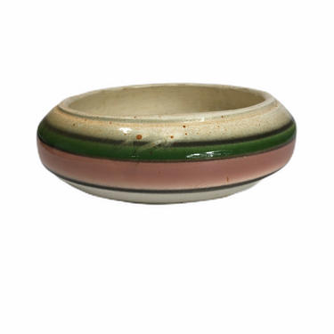Vintage Handmade Studio Pottery Pink and Green Bonsai Planter 