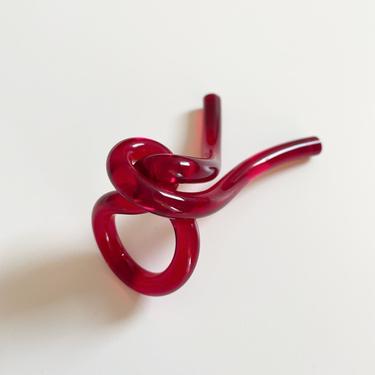 Aries RING, Acrylic Ring, Knot Ring, Statement Ring, Wearable Art, Contemporary Ring, Lucite Ring, Red Ring, Zodiac Ring, Ring 