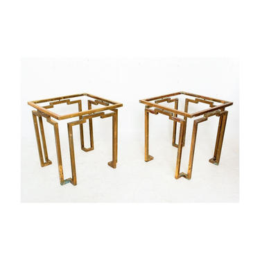 Brass and Glass Sculptural Geometric Side Tables by Arturo Pani Mexico 1950s 