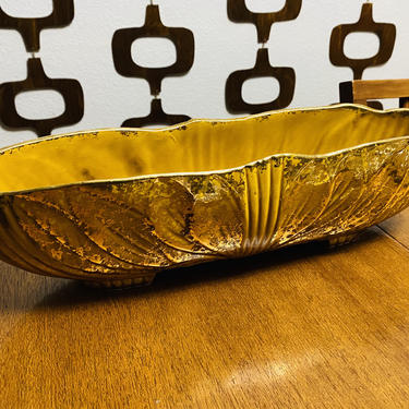Mid Century Pottery Planter Gold and Yellow 