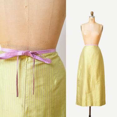 1990s Striped Silk Skirt / 90s Pinstripe Long Skirt 