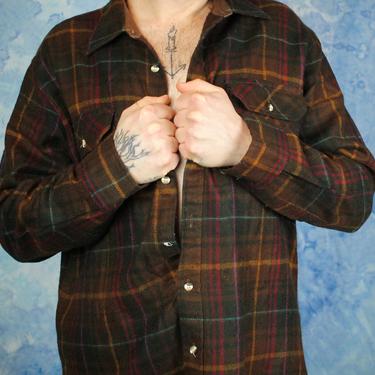 90s Brown Plaid Button Down Shirt Large, Muted Earth Tone Collared Shirt, 90s Boyfriend Flannel Soft,  Vintage St Johns Bay Fall Overshirt 
