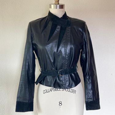 1980s black leather and suede jacket 