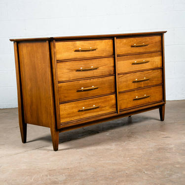 Mid Century Modern Dresser Credenza Wide 8 Drawer Solid Walnut Brass Mcm Vintage