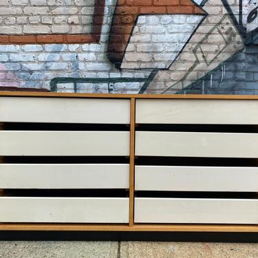 danish Modern Bornholm 48” long 8 drawer dresser credenza mid century nice design white drawers blonde wood 