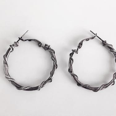 Vintage Silver Hoop Earrings Wrapped in Braided Aluminum Chord by TreasureInYourChest