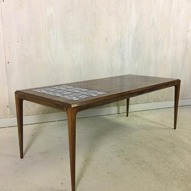 Johannes Andersen Rosewood Coffee Table with Tile Inset for CFC Silkeborg of Denmark 