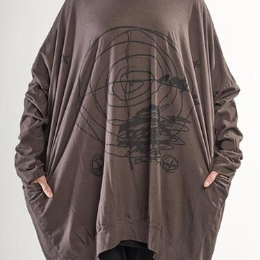 Oversized Batwing Long Sleeve Tunic in ANTHRA or TAUPE Only