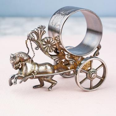 Antique Horse and Carriage Figural Napkin Ring