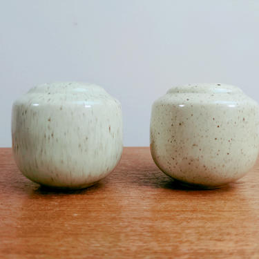 Vintage Salt and Pepper Shakers | Light Yellow Green Brown Speckles | 5 Hole 7 Hole | Bauer 