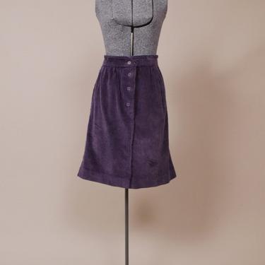 Melanzana Skirt — Wide Wale Purple Cotton Corduroy Skirt By Izod, S