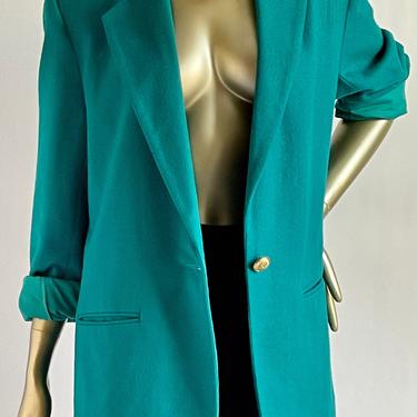 1980's  Aqua Blue Wool Blazer fits M - XL 