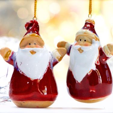 VINTAGE: 2pc - Ceramic Santa Ornaments - Saint Nicholas, Saint Nick, Kris Kringle - Holiday, Christmas, Xmas - SKU 30-410-00033022 
