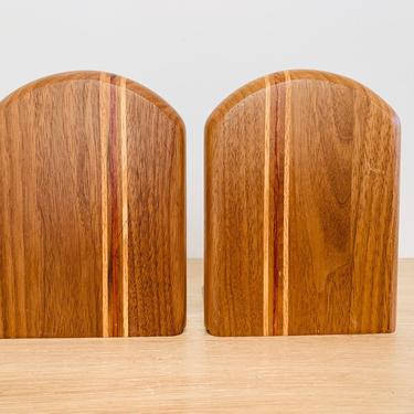 Vintage Wooden Inlay Bookends 
