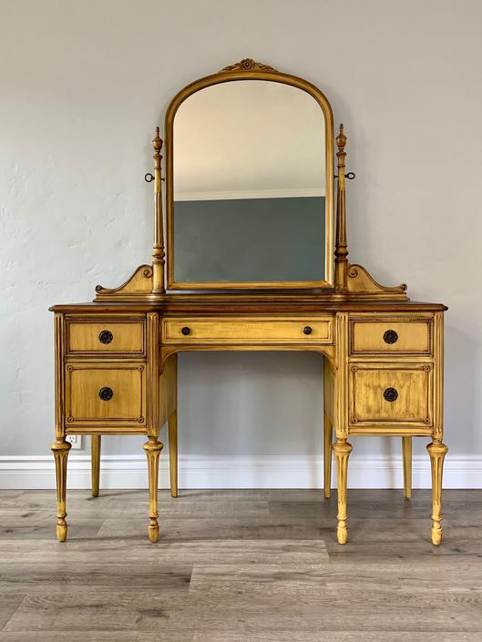 SAMPLE PIECE ONLY - Restored Antique Make-up Vanity with Mirror 