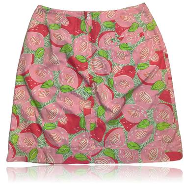 Lily Pulitzer High Waisted Mini Skirt // Floral Pink and Green // Size 2 