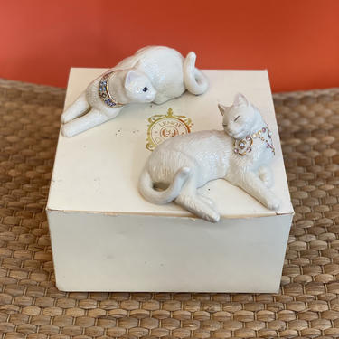 Set of 2 Boxed Vintage LENOX Porcelain Cat Figurines 